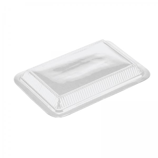 Låg t/alubakke, RPET, klar, rekt, 205x140x20 mm - 1000 stk/krt