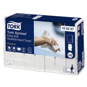 Håndklædeark Tork Xpress Premium H2 Ekstra soft Multifold 2-lag 21.2x34 cm Hvid - 2100 stk/krt