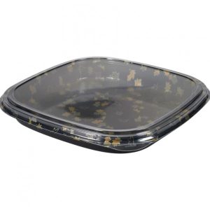 Sushibakke m/låg, 32,3x32,3x4,5 cm, sort - 100 sæt/kolli