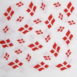 Frokostserviet, 3-lags, 1/4 fold, 33x33cm, hvid, nyfiber, med flagmotiv