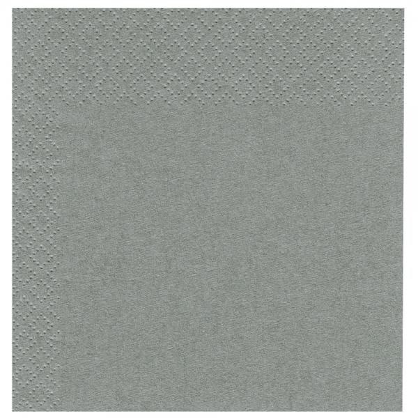 Middagsserviet, 3 lags, 1/4 fold, 40x40cm, grå, nyfiber