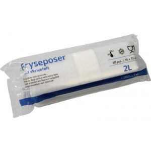 Frysepose med skrivefelt 2 l, klar, LDPE/virgin, 15x34cm 42 rl/krt