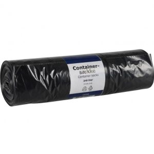Containersæk, 240 l, sort, LDPE/recycle, 124x151cm 10 rl/krt