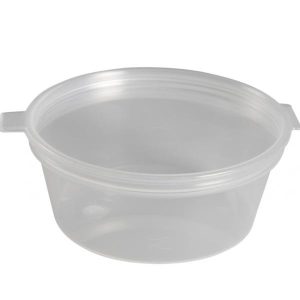Dressingsæbel m/hængslet låg, 60 ml, Ø7 cm, klar, PP - 1000 stk/krt