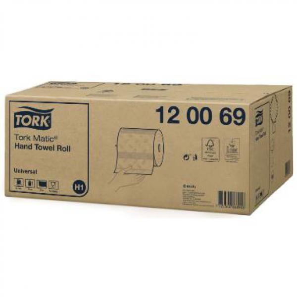 Håndklæderulle, Tork Matic, Universal, H1 System, 2-lag, 150m, Hvid - 6 rl/krt