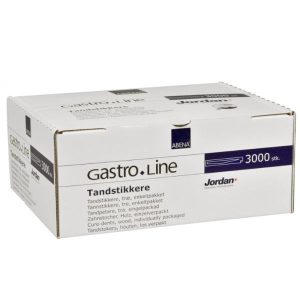Tandstikker 6,5cm, natur, enkeltpakket i plastik, trekantede 3000 stk/krt