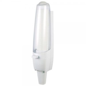 Dispenser, One-o-matic, hvid, PS, til automatbæger, til 64 bægre, med trykknap 1 stk/Krt