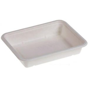 Menu-bakke, biocoated bagasse, 1000 ml, 227x178x43, hvid, 1-rum - 250 stk/krt