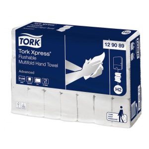 Håndklædeark Tork H2 Advanced Flushable 2-lag Hvid 21 pk x 200 STK/krt