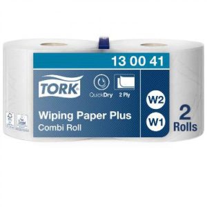 Aftørringsrulle Tork Plus Industri W1/W2 2-lag 23.5 cm x255 m 2 rl/krt