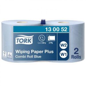 Aftørringsrulle Tork Plus Industri W1 /W2 2-lag 23.5 cm x255 m Blå 2 x 1 rl/krt