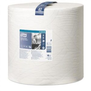 Aftørringsrulle, Tork, kraftig, industri, W1, 2 lags, 36.9 cm x340 m, hvid
