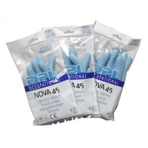 Latexhandske, DPL Nova 45, XL, blå, latex, indvendig velourisering - 12 stk/pk
