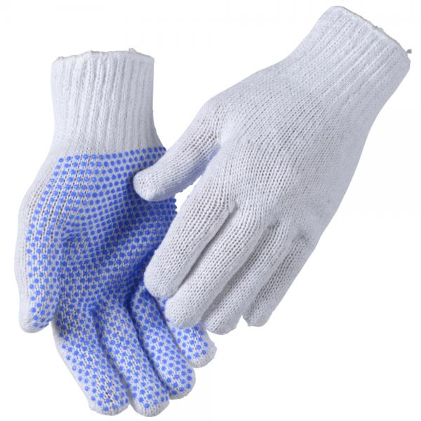 Tekstil handske, 8, hvid, bomuld/polyester/PVC, m/knopper - 12 par/pk
