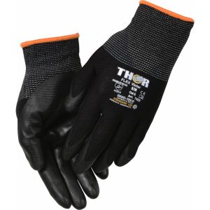 Halvdyppet nitrilhandske, THOR Flex Vinter, 8, sort, nitril/nylon, ribkant 12 par/pk