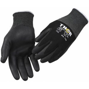 Halvdyppet nitrilhandske, THOR Flex Vinter, 11, sort, nitril/nylon, ribkant 12 par/pk