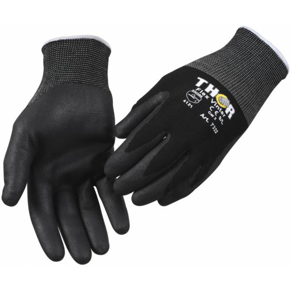 Halvdyppet nitrilhandske, THOR Flex Vinter, 11, sort, nitril/nylon, ribkant 12 par/pk