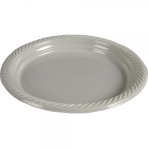 Plasttallerken, Ø23, hvid, PS, med dekor - 850 stk/krt