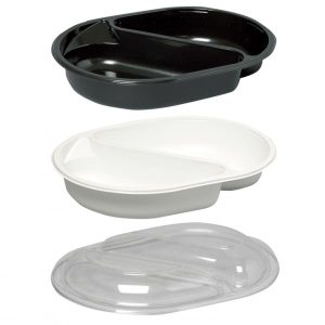 Bakke, 23,8x17,6x4cm, 895 ml, sort, PP, 2-rums, 500/395 ml, menuserie, hovedret 240 stk/krt