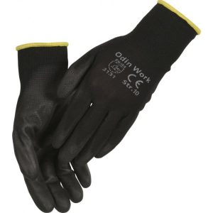 Fingerdyppet PU handske, 9, sort, PU 12 par/pk