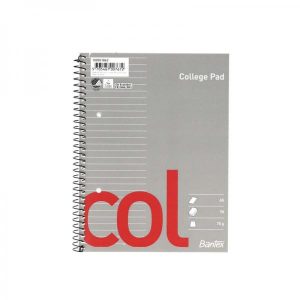 Kollegieblok Bantex m/spiralryg A5+ linjeret 70blade 70g 5stk/krt