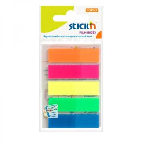 Indeksfaner Stick'N PP 5 ass. neon farver 45x12mm 5x25stk/pak