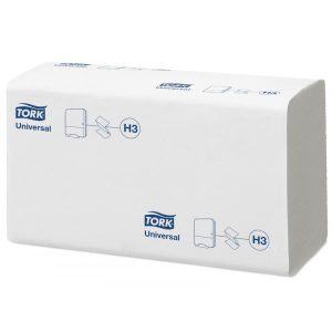 Håndklædeark Tork Universal H3 Singlefold 1-lag 23x23 cm 15 pk x 300 STK/krt