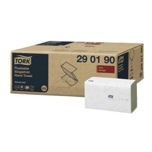 Håndklædeark Tork Advanced H3 Singlefold Flushable 2-lag 23x23 cm Hvid 15 pk x 250 STK/krt