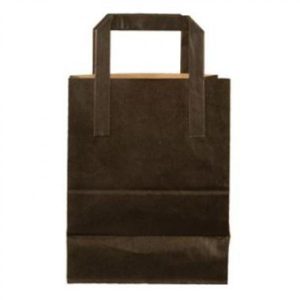 Bærepose 6 ltr 180x105x230 mm 70 gr med Hank Papir Sort 500stk/krt