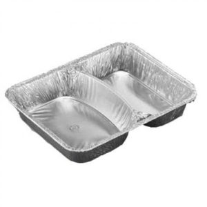 Alubakke 2-rum 495/645 ml 227x178x39 mm 6 pk x 100 STK/krt