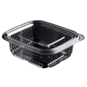 Plastbæger Catersource 250 ml 85x97x41 mm firkantet hængslet låg RPET Klar - 500 stk/krt