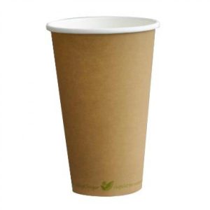 Kaffebæger Pap/PLA Catersource 40 cl Ø90 mm Bionedbrydelig Brun m/Grøn bundtekst - 1000 stk/krt