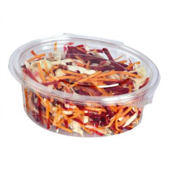 Plastbæger Catersource 375ml 112x145x57mm Oval hængslet låg RPET klar 800 stk/krt