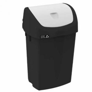 Affaldsbeholder Recycle 15 ltr Sort hvid vippelåg 22,5x29x46cm, 1stk