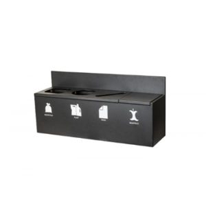 25kg affaldsspand væghængt m/kildesortering til 4 fraktioner, medfl. 4x15l spande 1070x315x495mm