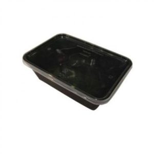 Plastbakke 650 ml 120x175x50 mm Sort Nudelbakke til Microovn med Låg 250 STK/krt