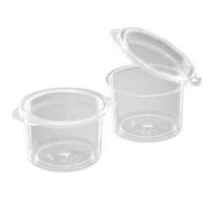 Dressingbæger/sojabæger, 15 ml, Ø20x20 mm, Hængslet låg, PP Klar - 2000 stk