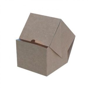 Burgerboks, brun kraft, 135x135x105 mm, 4-punkt, Q-lock