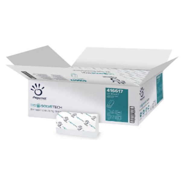 Håndklædeark, Papernet, 2 lag, Nyfiber, 20,3x24x8cm, Let opløselig - 4000 stk/krt