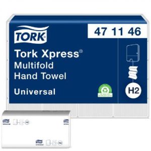 Håndklædeark Tork Xpress Multifold Plus hvid 213x234mm 2 lag H2 20x190 ark/krt