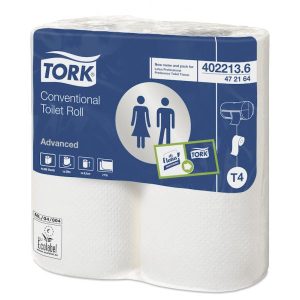 Toiletpapir Tork 2-lag 47.6 m Hvid 10 pk x 4 rl/krt