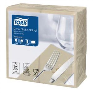 Middagsserviet, Tork Advanced, 39x39 cm, 1/8 fold, natur - 1800 stk/krt