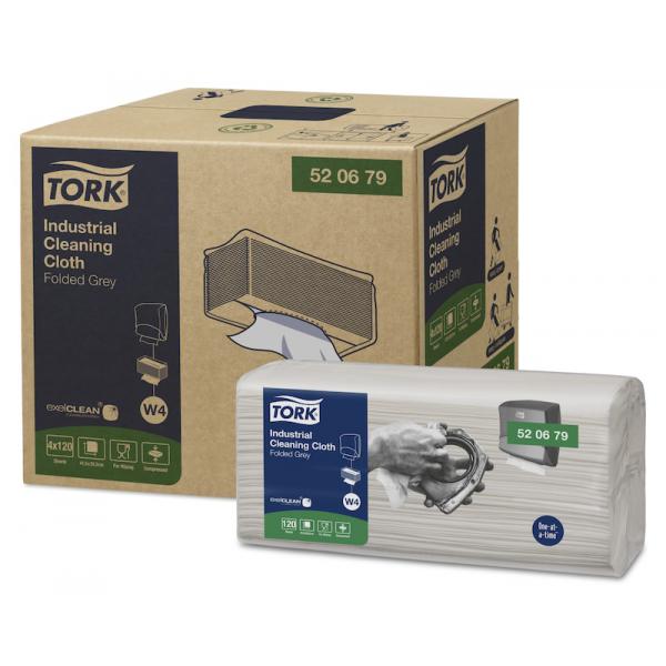 Aftørringsklud Tork Industri W4 1-lag 415x355 mm Toppak Grå 4 pk x 120 STK/krt
