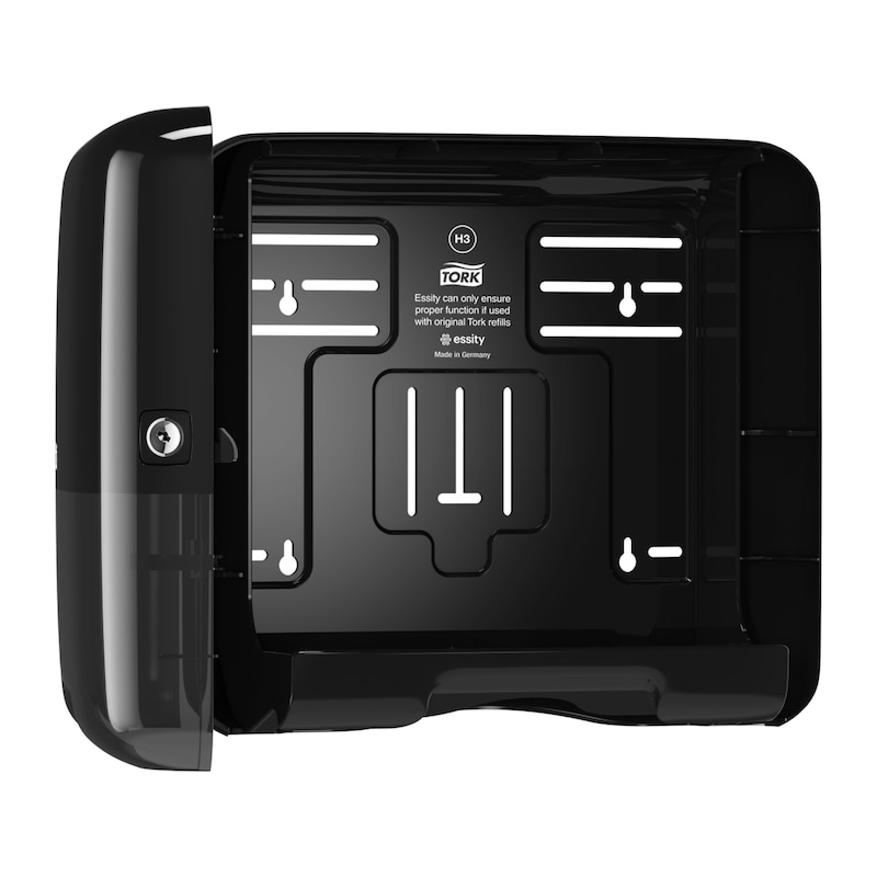 Dispenser Håndklædeark Tork Singlefold/C-fold H3 Mini Plast Sort 1 STK/krt - Billede 2