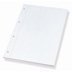 Standardblok u/omslag A4 kvadreret m/4 huller - 5 stk/pk