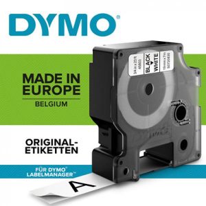 Labeltape DYMO D1 43613 S0720780 6mmx7m sort på hvid