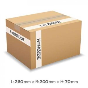 Bølgepapkasse, 260x200x70mm, 3L - 25 stk/krt