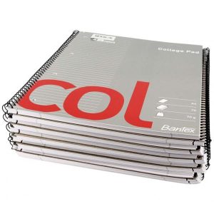Kollegieblok, Bantex, m/spiralryg A4+, linjeret - 10 stk/pk