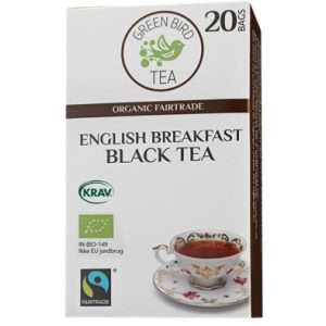 Green Bird English Breakfast Sort Te Økologisk Fairtrade Krav 8x20 Breve