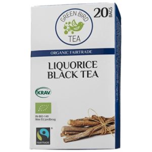 Green Bird Lakrids Sort Te Økologisk Fairtrade Krav 8x20 breve